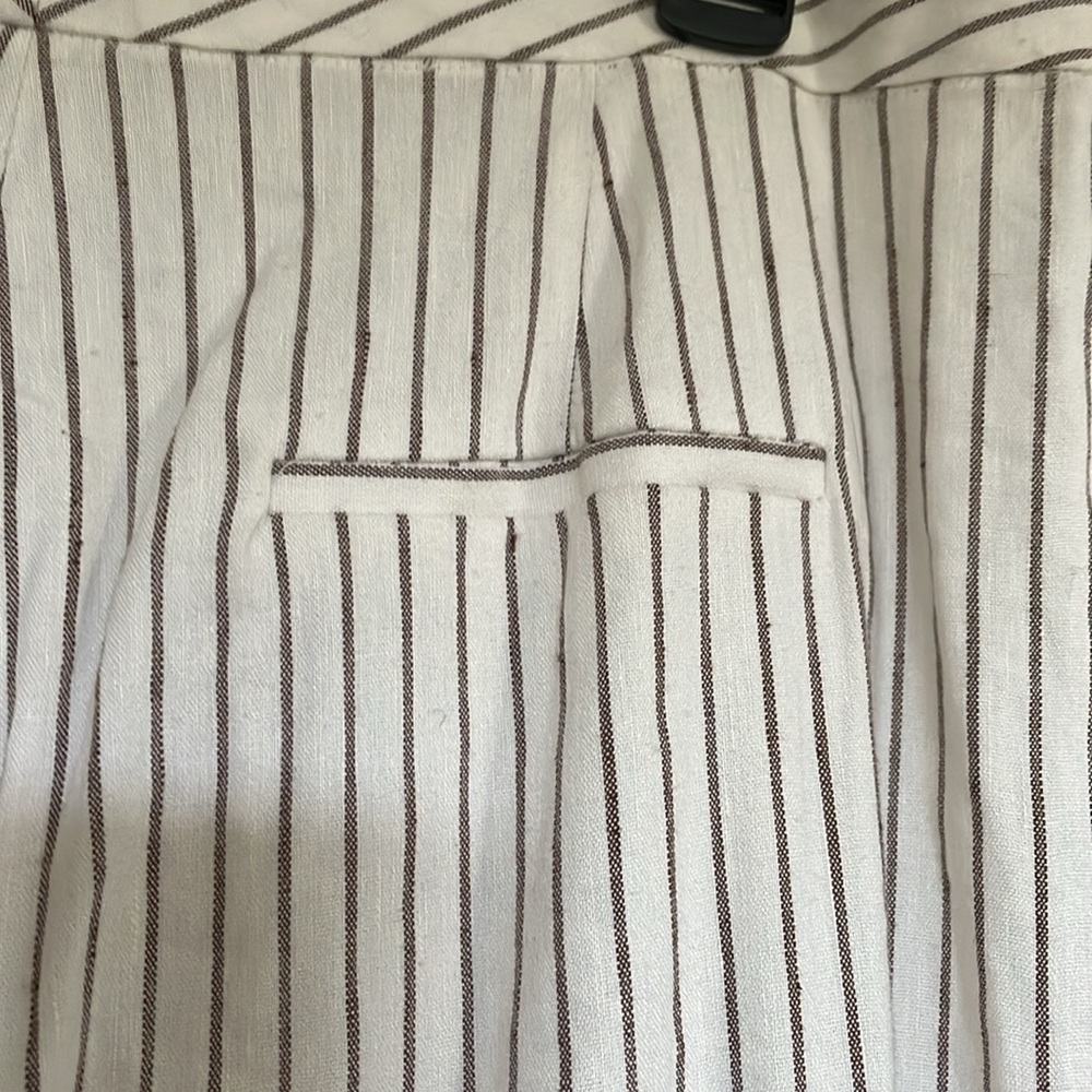 Women’s 12 Antonio Melani button fly pants wide leg linen striped lightweight - Picture 9 of 9